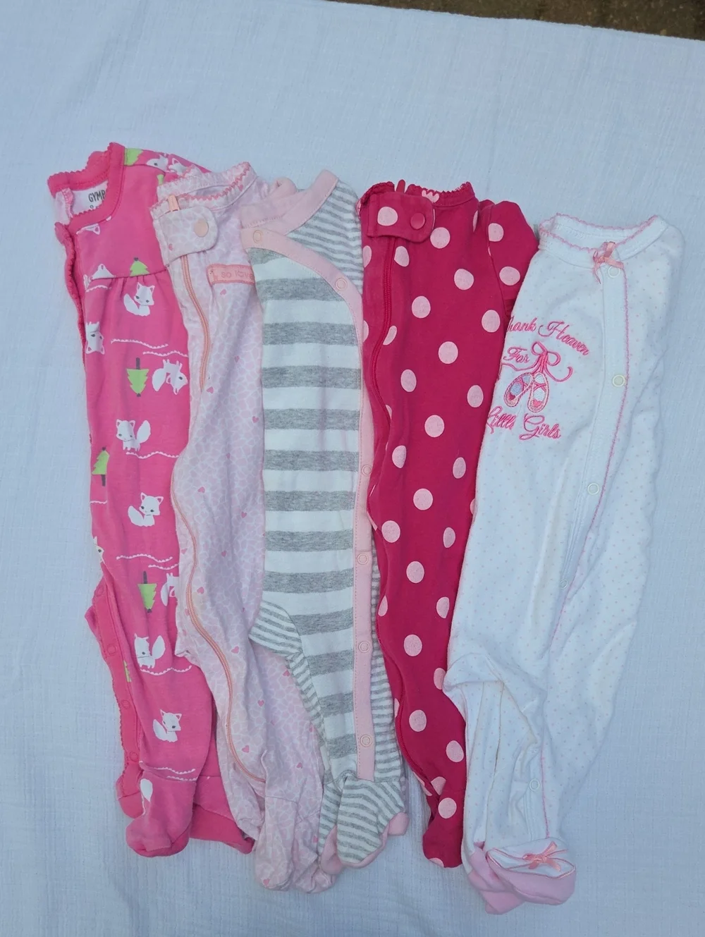 Baby Girl 5-pack Pink Multi Footed Sleepers 0-3 Months
